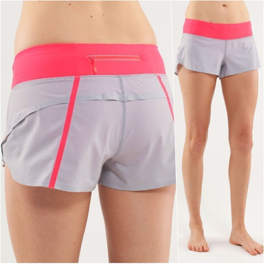 Lululemon Run Low-Rise Lined Shorts Pink Grey 6 NWOT